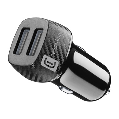 Cellularline USB Car Charger Dual - Universal Caricabatterie da auto con doppia porta USB 10W