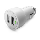 cellularline dual usb micro car charger - fast charge ipad and iphone caricabatterie veloce auto 15w per due dispositivi bianco