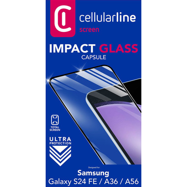 Cellularline Impact Glass Capsule - Galaxy S24 FE / A36 / A56 Vetro temperato resistente da bordo a bordo