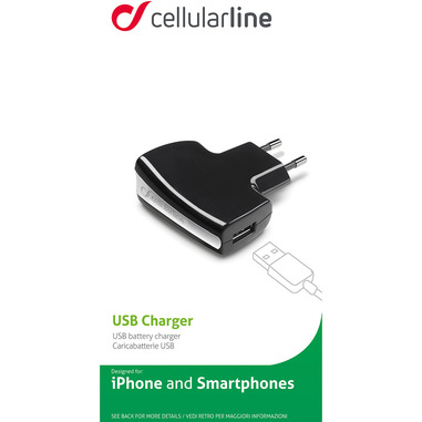 Cellularline USB Charger - Universale Caricabatterie a 5W Nero