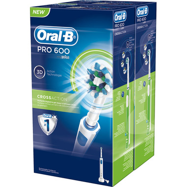 Oral-B PRO 600 Cross Action Adulto BIPACCO 2 Spazzolini - rotante-oscillante Blu, Bianco