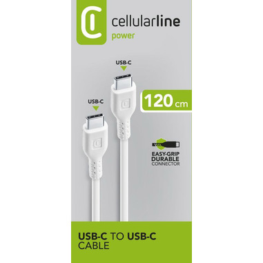 Cellularline Power Cable 120cm - USB-C to USB-C Cavo USB-C to USB-C per ricarica e trasferimento dati