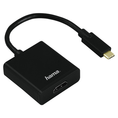 Hama Cavetto adattatore ingresso usb Type C / Uscita HDMI, connettori dorati, Ultra HD, Nero, 3 stelle