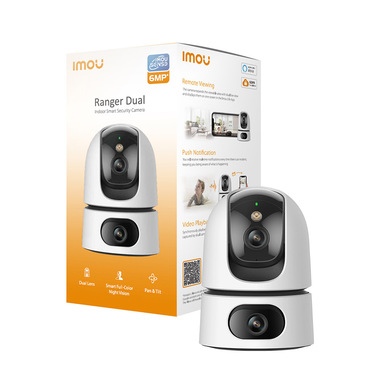 Imou Ranger DUAL 6MP (3MP+3MP) Telecamera WiFi Interno con Doppia Lente, 360°PTZ Telecamera da Interno, Rilevamento Umano, Tracciamento Intelligente, Visione Notturna a Colori, Modalità Privata 2,4ghz