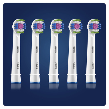 Oral-B 3D White Testine Di Ricambio Con Tecnologia CleanMaximiser, Confezione Da 5 Pezzi