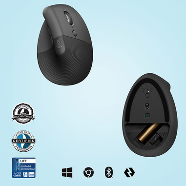 Sotel  Logitech Lift Mouse Ergonomico Verticale, Senza Fili, Ricevitore  Bluetooth o Logi Bolt USB, Clic Silenziosi, 4 Tasti, Compatibile con  Windows / macOS / iPadOS, Laptop, PC. Grafite