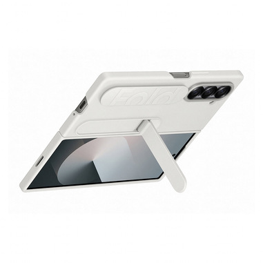 samsung galaxy z fold6 silicone grip case with stand bianca