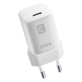 cellularline mini usb-c charger 20w - iphone 8 or later mini caricabatterie da rete usb-c 20w per la carica alla massima velocità di iphone 8 e successivi bianco
