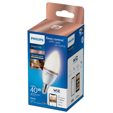 Philips LED Lampadina Smart Dimmerabile Luce Bianca Calda Attacco E14 40W Candela