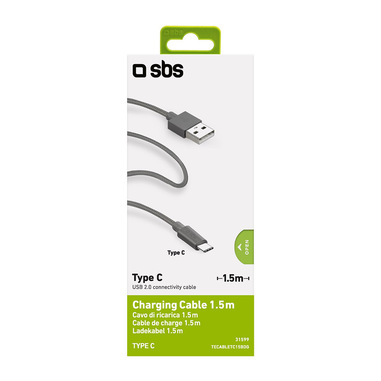 SBS TECABLETC15BDG cavo USB 1,5 m USB 2.0 USB A USB C Grigio