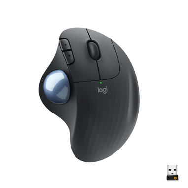 Logitech ERGO M575 Mouse Trackball Wireless - Facile controllo con il pollice, Tracciamento fluido, Design ergonomico e confortevole, per Windows, PC e Mac, con Bluetooth e USB