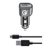 cellularline usb car charger kit 18w - usb-c - huawei, xiaomi, wiko, asus and other smartphone