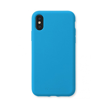Cellularline Sensation - iPhone XS/X Custodia in silicone soft touch Azzurro