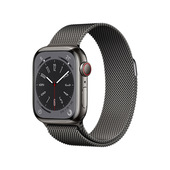 apple watch series 8 gps + cellular 41mm cassa in acciaio inossidabile color grafite con loop grafite milanese
