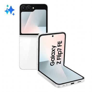samsung galaxy z flip7 fe smartphone ai, ram 8gb, 128gb, display 3,4" super amoled/6,7" dynamic amoled 2x, fotocamera 50mp, white