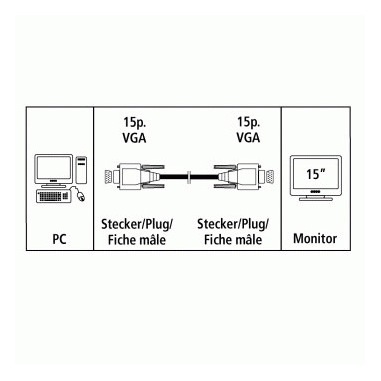 Hama Cavo monitor VGA HDD 15 pin M/HDD 15 pin M, 3 metri, grigio, 1 stella