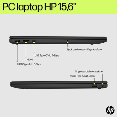 HP Laptop 15-fd0043nl Intel® Core™ i7 i7-1355U Computer portatile 39,6 cm (15.6") Full HD 16 GB DDR4-SDRAM 512 GB SSD Wi-Fi 6 (802.11ax) Windows 11 Home Argento