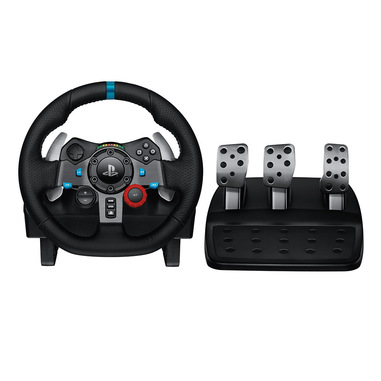 Logitech G Logitech G29 Driving Force Racing Wheel Volante da Corsa, Pedali Regolabili, Ritorno di Forza Reale, Comandi Cambio in Acciaio Inossidabile, Volante in Pelle, Presa EU, per PS5, PS4, PC, Mac - Nero