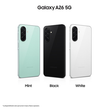 samsung galaxy a26 5g, smartphone con funzioni intelligenti, display super amoled 6.7”, 6gb ram, 128gb, batteria 5.000 mah, memoria espandibile, white
