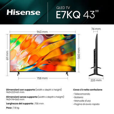TV QLED 109,22 cm (43) Hisense 43E78HQ, 4K UHD, Smart TV