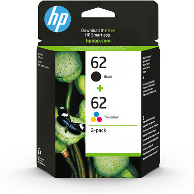 HP Confezione da 2 cartucce originali di inchiostro nero/tricromia 62