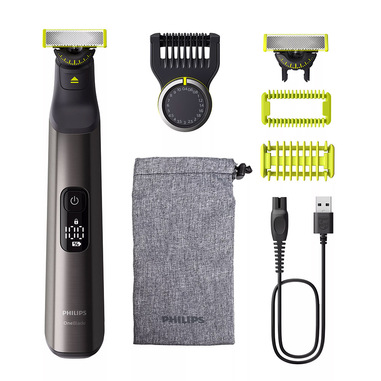 Philips OneBlade Pro 360 Face & Body Rasoio, Regolabarba e Rifinitore con Pettine di Precisione Regolabile 20 Lunghezze QP6552/15