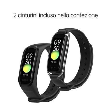 OPPO Band Style Tracker Smartwatch con Display AMOLED a Colori 1.1'' 5ATM  Carica Magnetica, Impermeabile 50m, Pedometro Fitness 2 Cinturini  Cardiofrequenzimetro, Versione Italia, Colore Black
