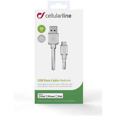 Cellularline USB DATA CABLE MEDIUM - Lightning Cavo USB da 60cm Bianco