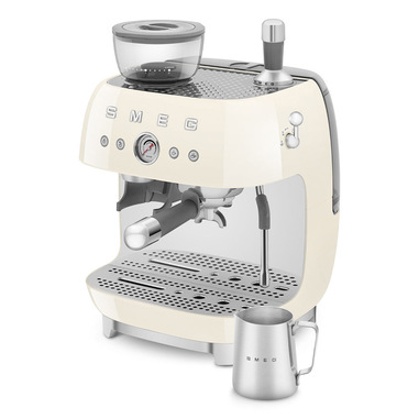 Smeg Macchina da Caffè Espresso Manuale con macinacaffè integrato 50's Style – Panna LUCIDO – EGF03CREU