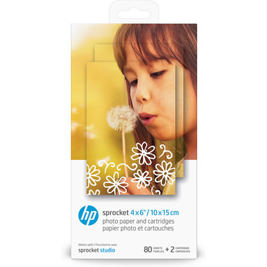 HP Cartucce e carta fotografica originali Sprocket 10 x 15 cm, 80 fogli