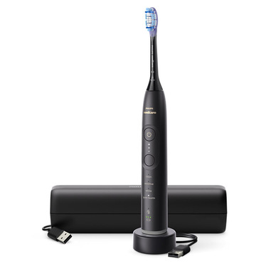 Philips Sonicare Spazzolino Elettrico Sonico con base di ricarica e custodia, 3 livelli di intensità, sensore di pressione colore nero HX7421/01